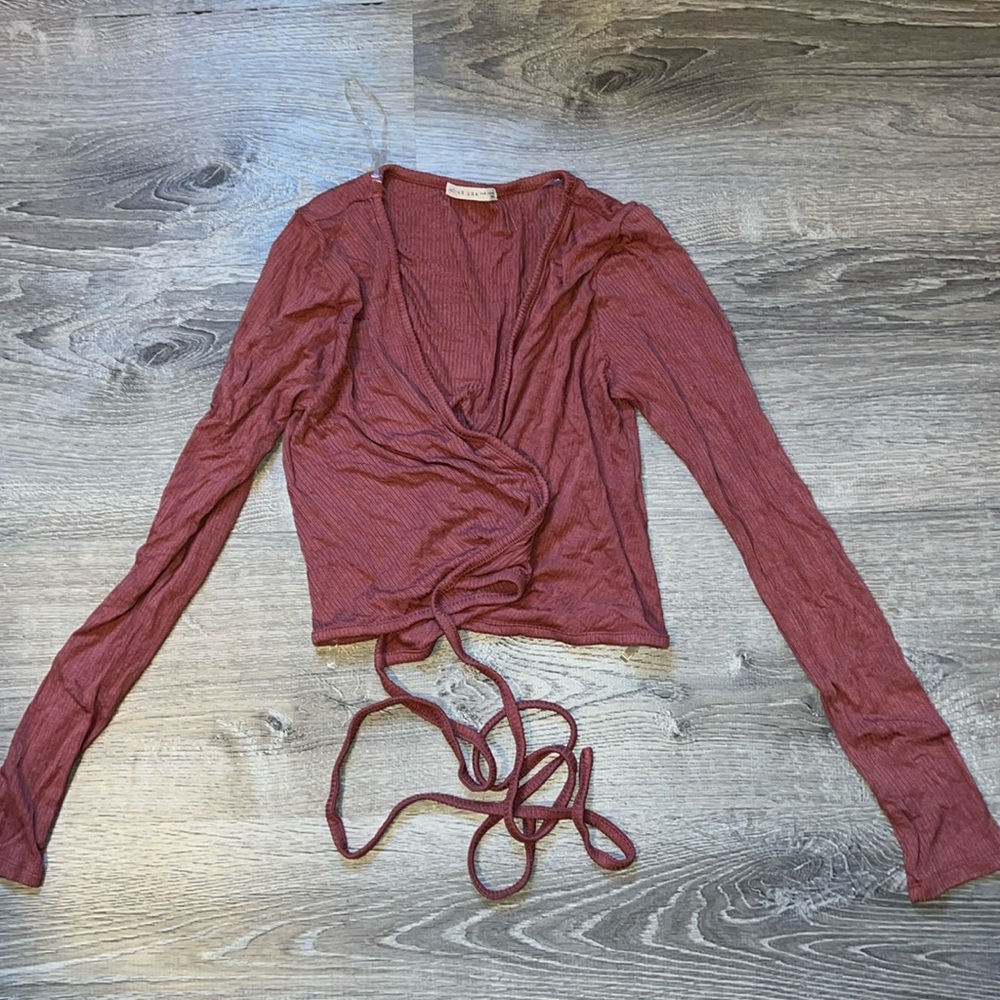WOMENS SMALL TIE CROPPED SHIRT LONGSLEEVE